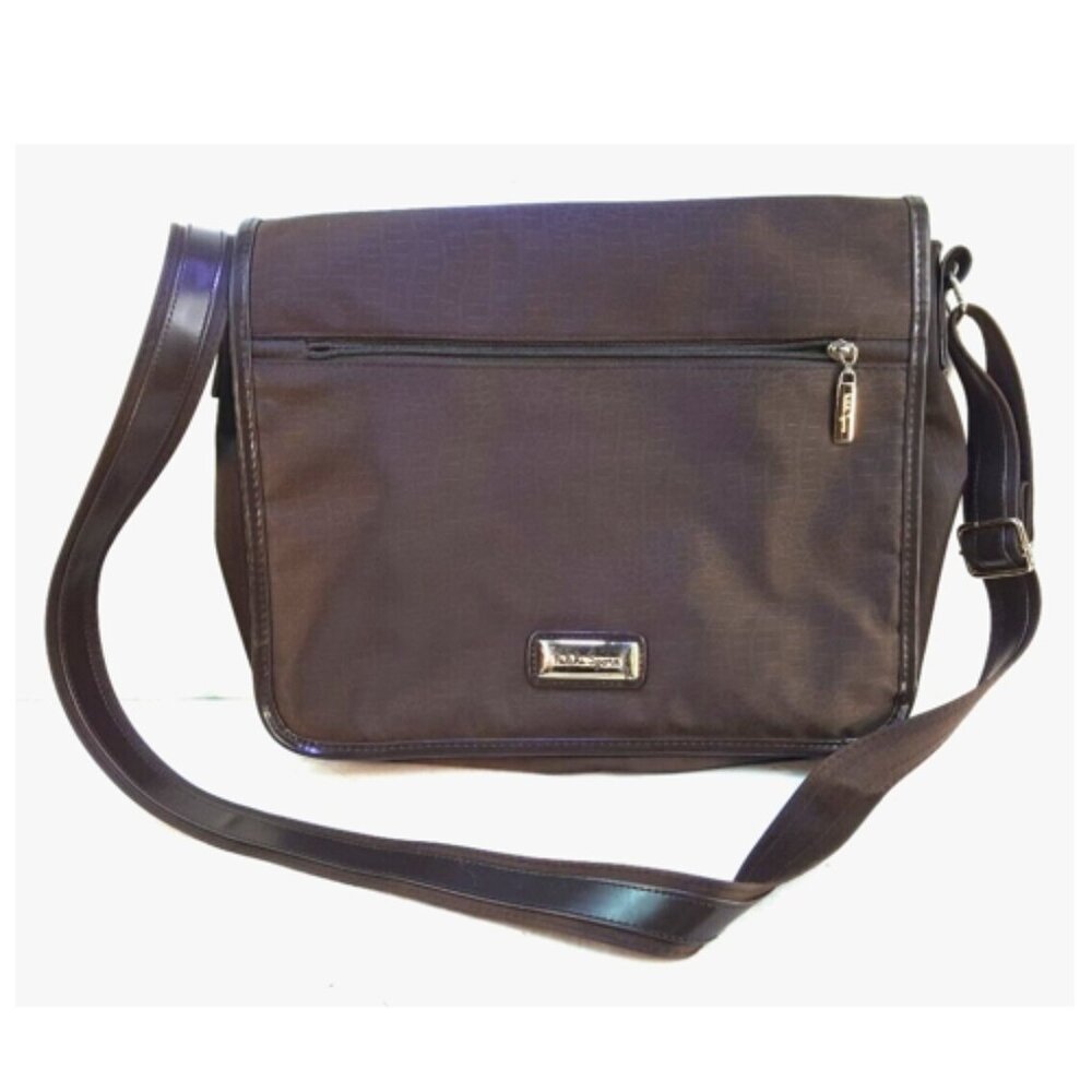 Carlos Falchi Sport Black Laptop Messenger Shoulder Bag